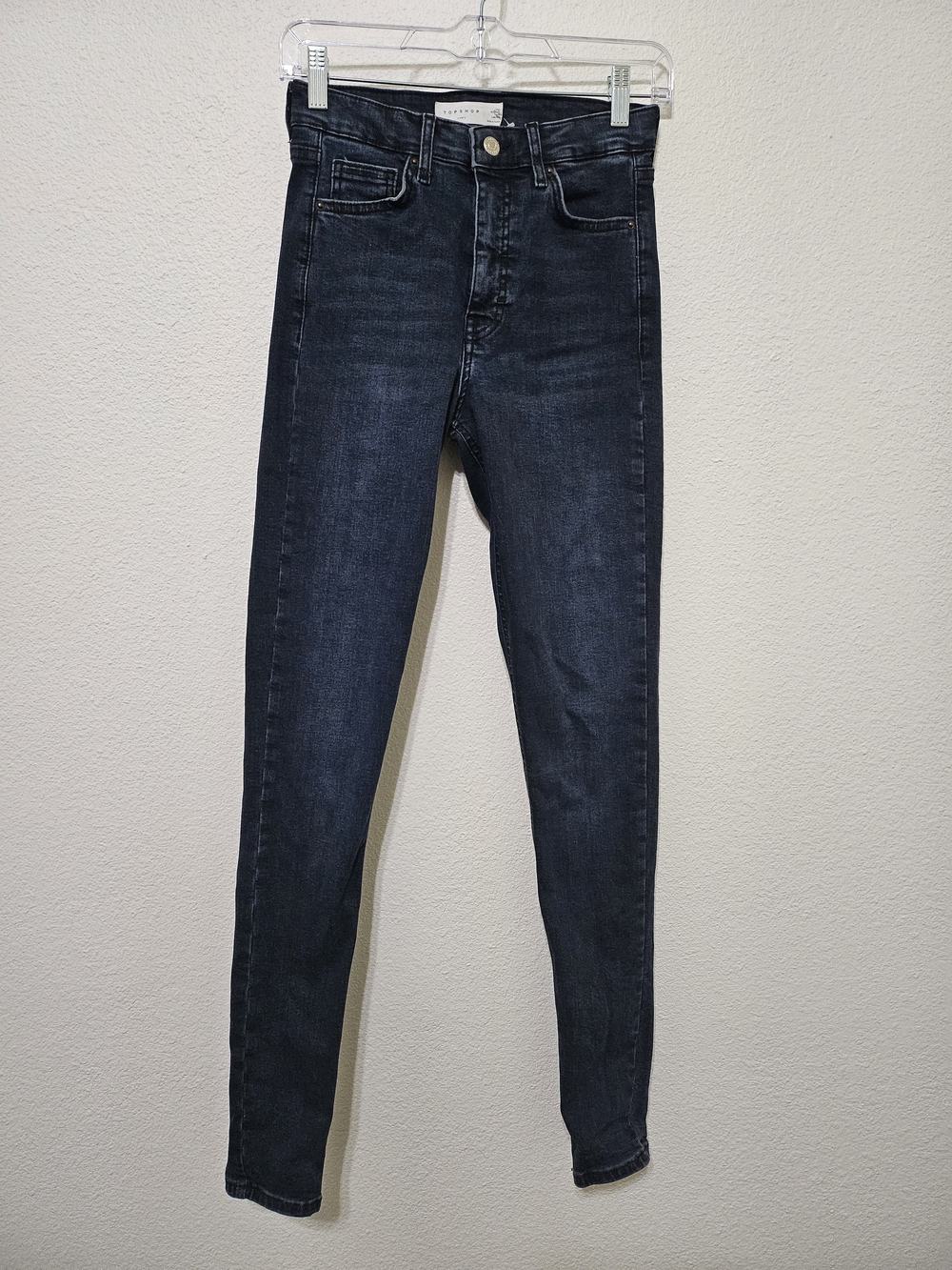 Topshop High-Rise Skinny Jeans in Dark Blue Wash